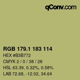 カラーコード: RGB 179.1 183 114 | qconv.com