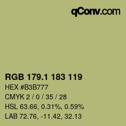 カラーコード: RGB 179.1 183 119 | qconv.com
