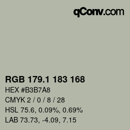 カラーコード: RGB 179.1 183 168 | qconv.com