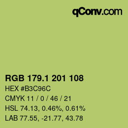 カラーコード: RGB 179.1 201 108 | qconv.com