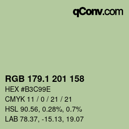 Color code: RGB 179.1 201 158 | qconv.com