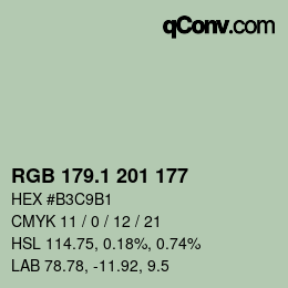 Color code: RGB 179.1 201 177 | qconv.com