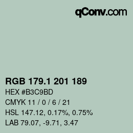 カラーコード: RGB 179.1 201 189 | qconv.com