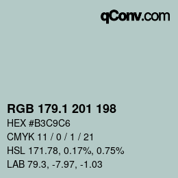 Color code: RGB 179.1 201 198 | qconv.com