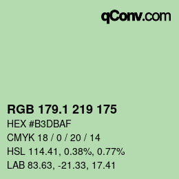 カラーコード: RGB 179.1 219 175 | qconv.com