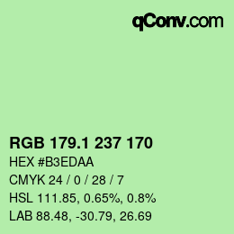 カラーコード: RGB 179.1 237 170 | qconv.com