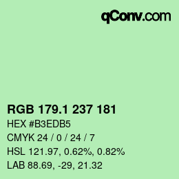 カラーコード: RGB 179.1 237 181 | qconv.com