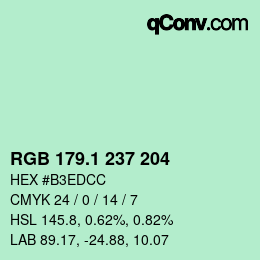 カラーコード: RGB 179.1 237 204 | qconv.com