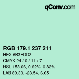 カラーコード: RGB 179.1 237 211 | qconv.com