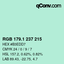 カラーコード: RGB 179.1 237 215 | qconv.com