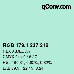 カラーコード: RGB 179.1 237 218 | qconv.com