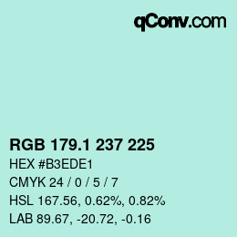 カラーコード: RGB 179.1 237 225 | qconv.com