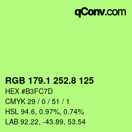 カラーコード: RGB 179.1 252.8 125 | qconv.com