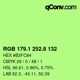 カラーコード: RGB 179.1 252.8 132 | qconv.com