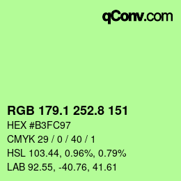 カラーコード: RGB 179.1 252.8 151 | qconv.com
