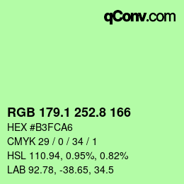 カラーコード: RGB 179.1 252.8 166 | qconv.com