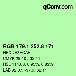 カラーコード: RGB 179.1 252.8 171 | qconv.com