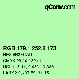 カラーコード: RGB 179.1 252.8 173 | qconv.com