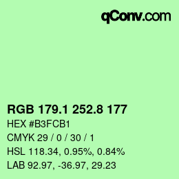 カラーコード: RGB 179.1 252.8 177 | qconv.com
