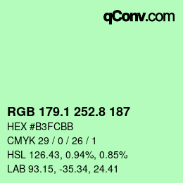 カラーコード: RGB 179.1 252.8 187 | qconv.com