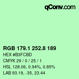 カラーコード: RGB 179.1 252.8 189 | qconv.com