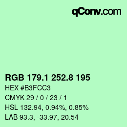 カラーコード: RGB 179.1 252.8 195 | qconv.com