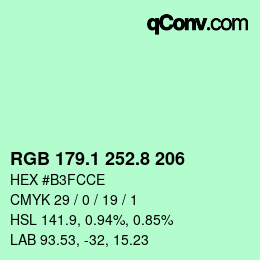 カラーコード: RGB 179.1 252.8 206 | qconv.com
