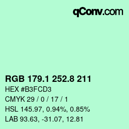 カラーコード: RGB 179.1 252.8 211 | qconv.com