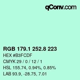 カラーコード: RGB 179.1 252.8 223 | qconv.com