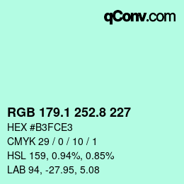 カラーコード: RGB 179.1 252.8 227 | qconv.com