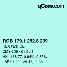Farbcode: RGB 179.1 252.8 239 | qconv.com