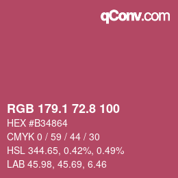 カラーコード: RGB 179.1 72.8 100 | qconv.com