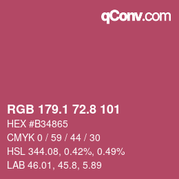 カラーコード: RGB 179.1 72.8 101 | qconv.com