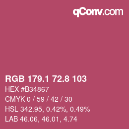 カラーコード: RGB 179.1 72.8 103 | qconv.com