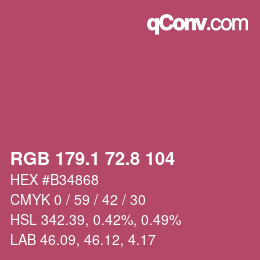 カラーコード: RGB 179.1 72.8 104 | qconv.com