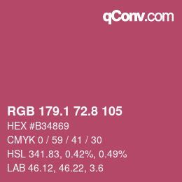 カラーコード: RGB 179.1 72.8 105 | qconv.com
