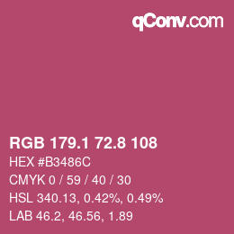 カラーコード: RGB 179.1 72.8 108 | qconv.com