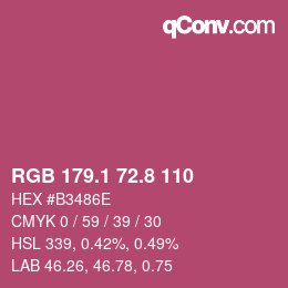 カラーコード: RGB 179.1 72.8 110 | qconv.com