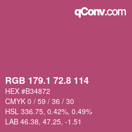 カラーコード: RGB 179.1 72.8 114 | qconv.com