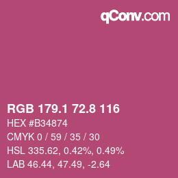 カラーコード: RGB 179.1 72.8 116 | qconv.com
