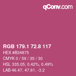 カラーコード: RGB 179.1 72.8 117 | qconv.com