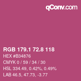 カラーコード: RGB 179.1 72.8 118 | qconv.com