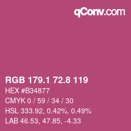 カラーコード: RGB 179.1 72.8 119 | qconv.com