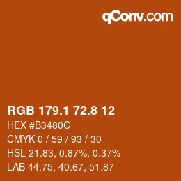 Color code: RGB 179.1 72.8 12 | qconv.com