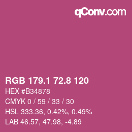 カラーコード: RGB 179.1 72.8 120 | qconv.com