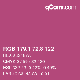 カラーコード: RGB 179.1 72.8 122 | qconv.com
