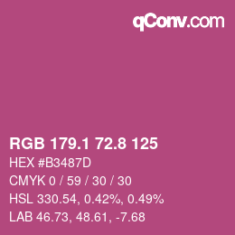 カラーコード: RGB 179.1 72.8 125 | qconv.com