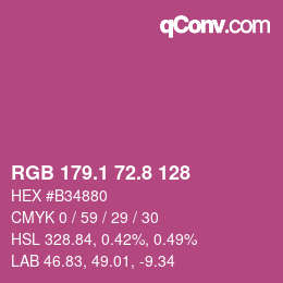 カラーコード: RGB 179.1 72.8 128 | qconv.com