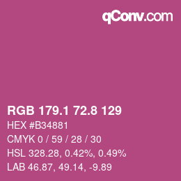 カラーコード: RGB 179.1 72.8 129 | qconv.com