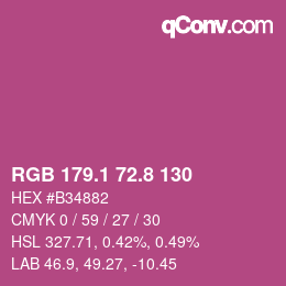 カラーコード: RGB 179.1 72.8 130 | qconv.com